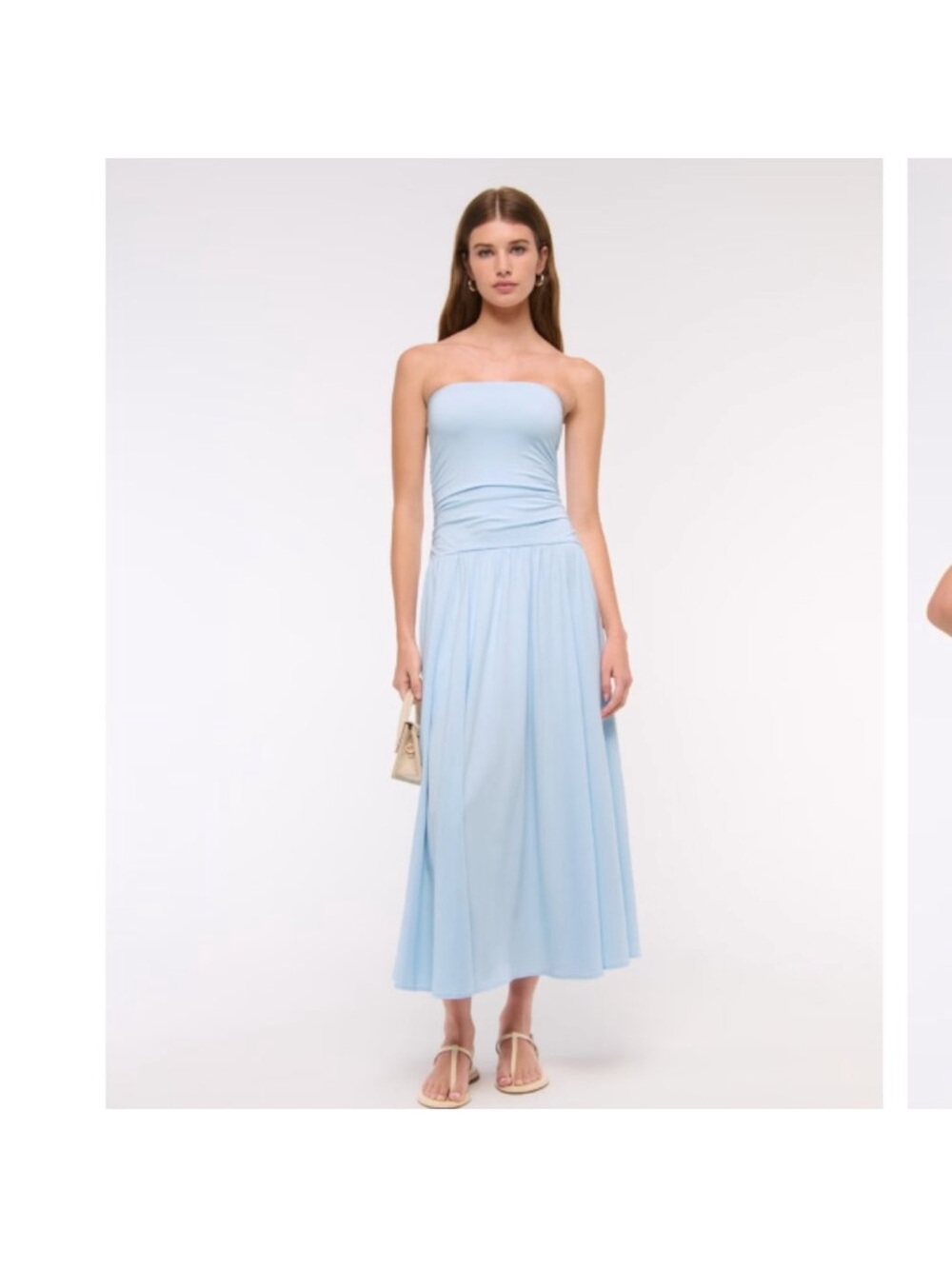 Abercrombie & fitch knit tube drop waist maxi dress light sky size medium tall